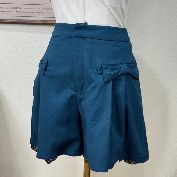 Turquoise Lace Trim Shorts Shoujo Girl JFashion Girly Lolita Harajuku Kawaii XS - Picture 2 of 9